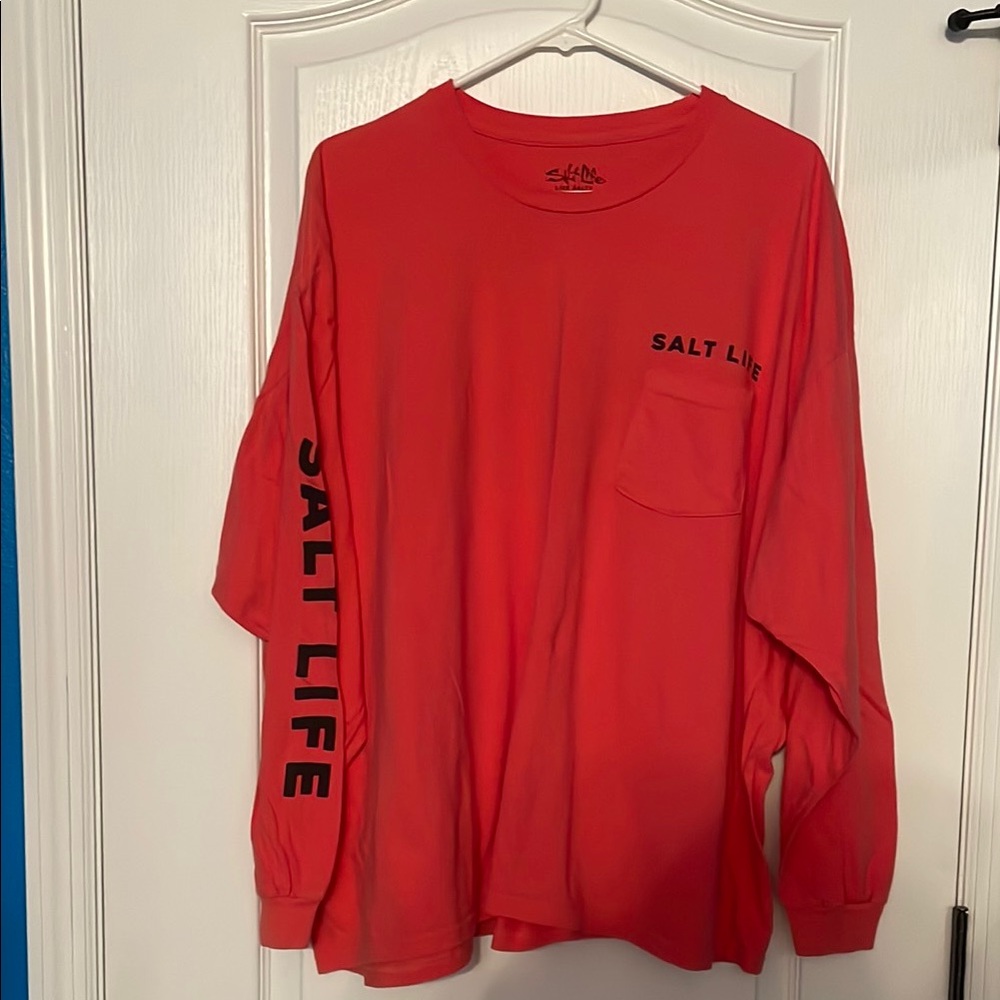 Salt Life Men's Coral SalmonLong Sleeve Shirt